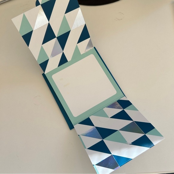 New Set of 10 Geometric Teal and Shiny Silver Art Gift Card Holder To From Cards - Picture 5 of 10